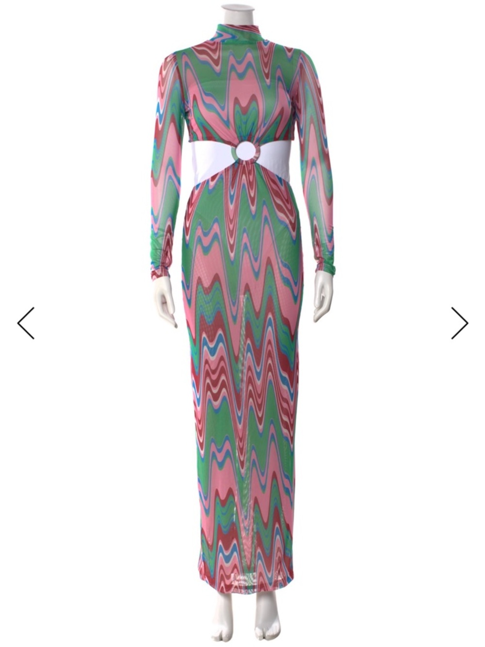 patbo wave printed tulle maxi dress
